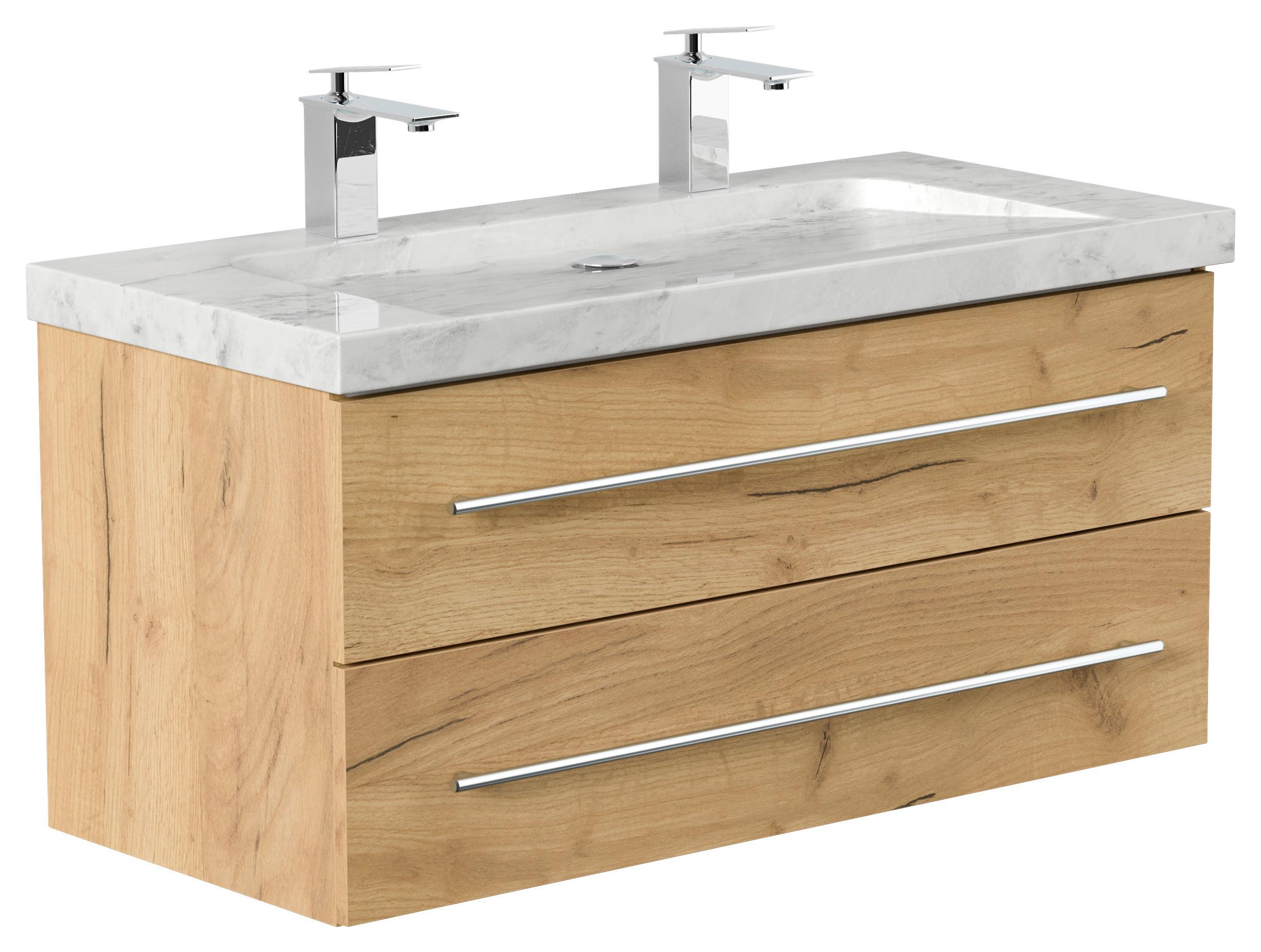 WASCHTISCHKOMBI Yamo, Eichefarben B: 100cm - Eichefarben, Basics, Holzwerkstoff/Stein (100cm) - MID.YOU