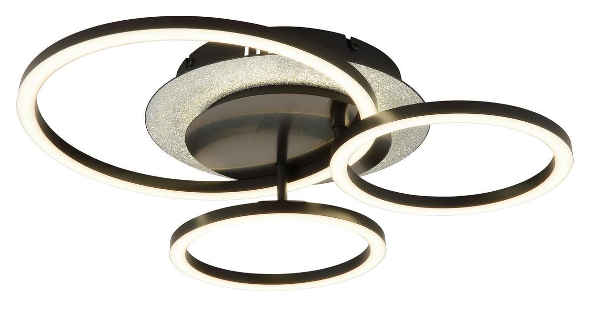 LED-Deckenleuchte Memory-Funktion - Silberfarben/Schwarzchrom, Design, Kunststoff/Metall (46/42/11,5cm) - Globo