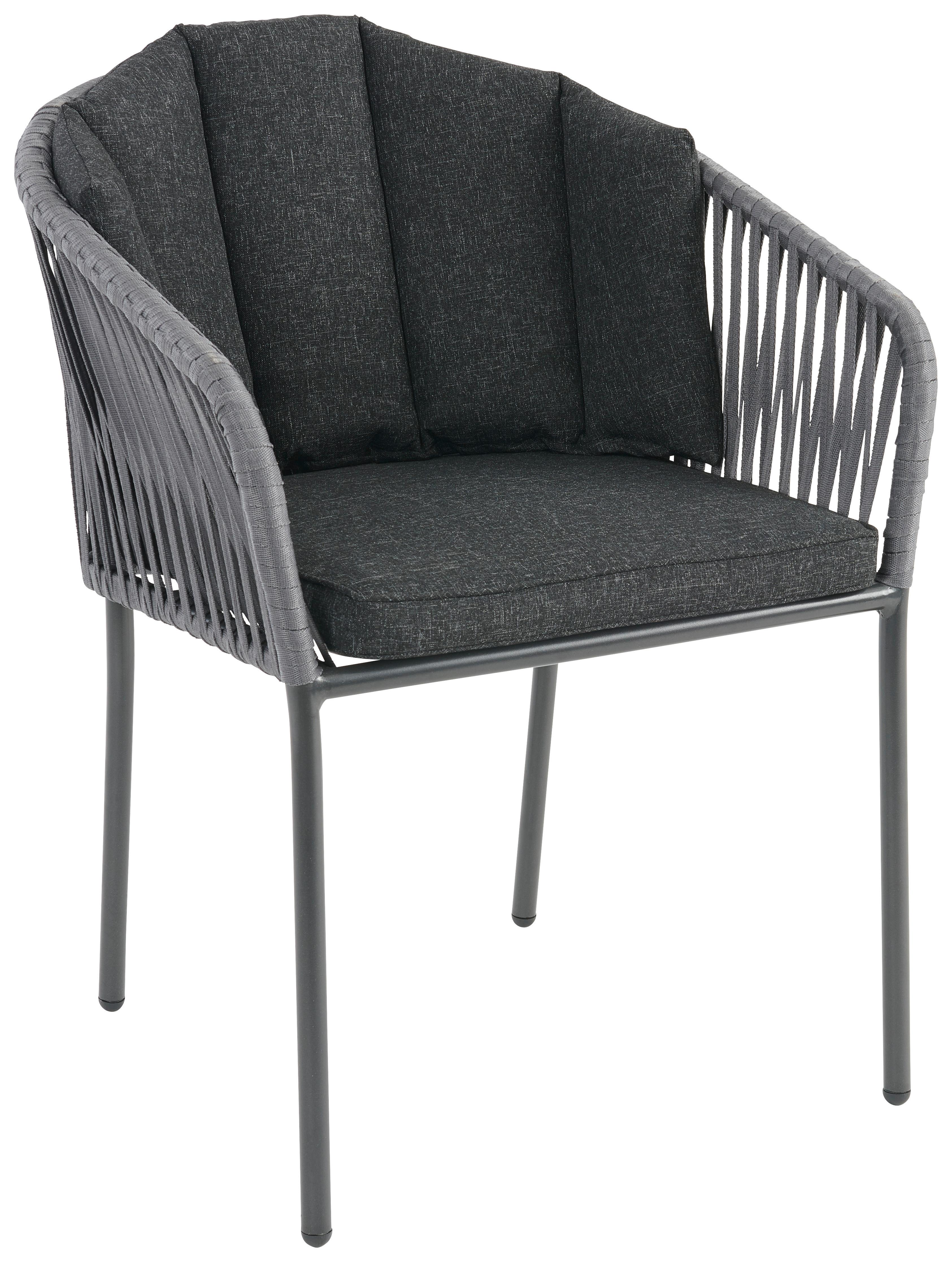 Gartensessel Zoe Metall / Kunststoff / Textil - Anthrazit/Schwarz, MODERN, Kunststoff/Textil (59/77,5/61cm) - Beldano