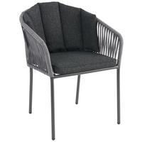 Gartensessel Zoe Metall / Kunststoff / Textil - Anthrazit/Schwarz, MODERN, Kunststoff/Textil (59/77,5/61cm) - Beldano