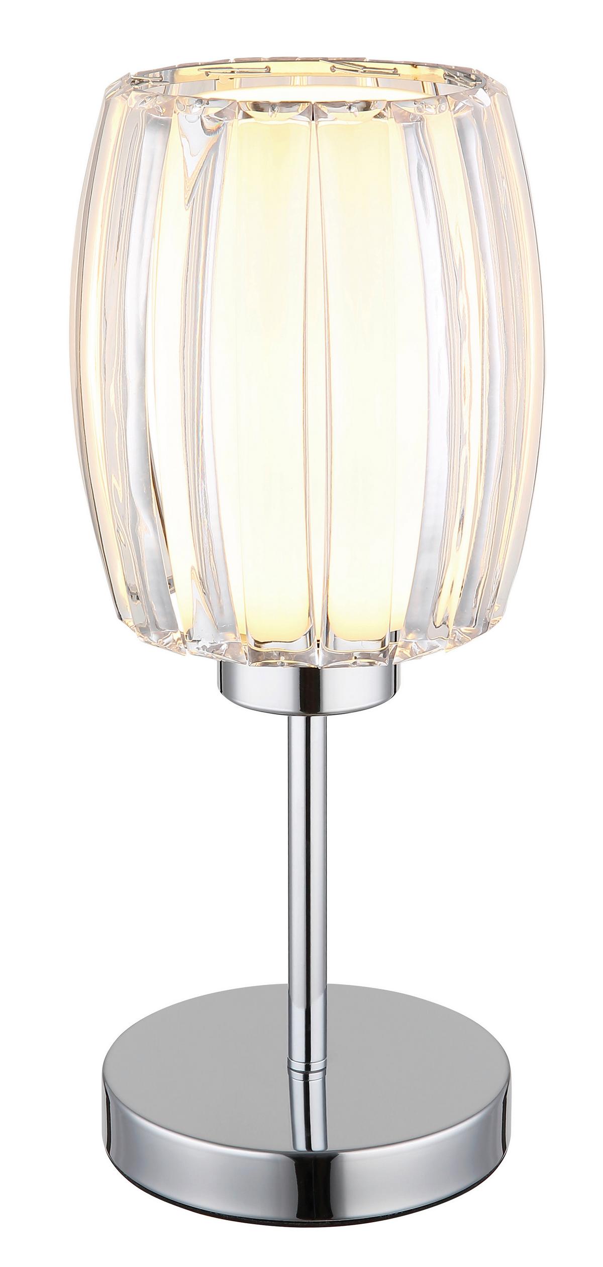 Tischleuchte Wippschalter - Klar/Chromfarben, Design, Glas/Kunststoff (18/40cm) - Globo