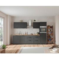 Küchenzeile Meran mit Geräten B: 300 cm Grau/Eiche Dekor - Eiche Wotan/Grau, LIFESTYLE, Holzwerkstoff (300cm) - Held