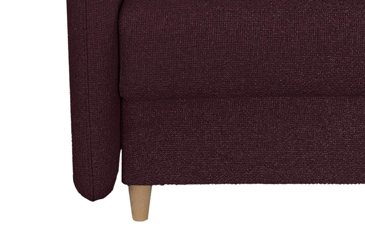 Schlafsofa Mit Bettkasten Vero Aubergine B: 206 Cm - Aubergine/Schwarz, Design, Textil (206/88/93cm) - MID.YOU