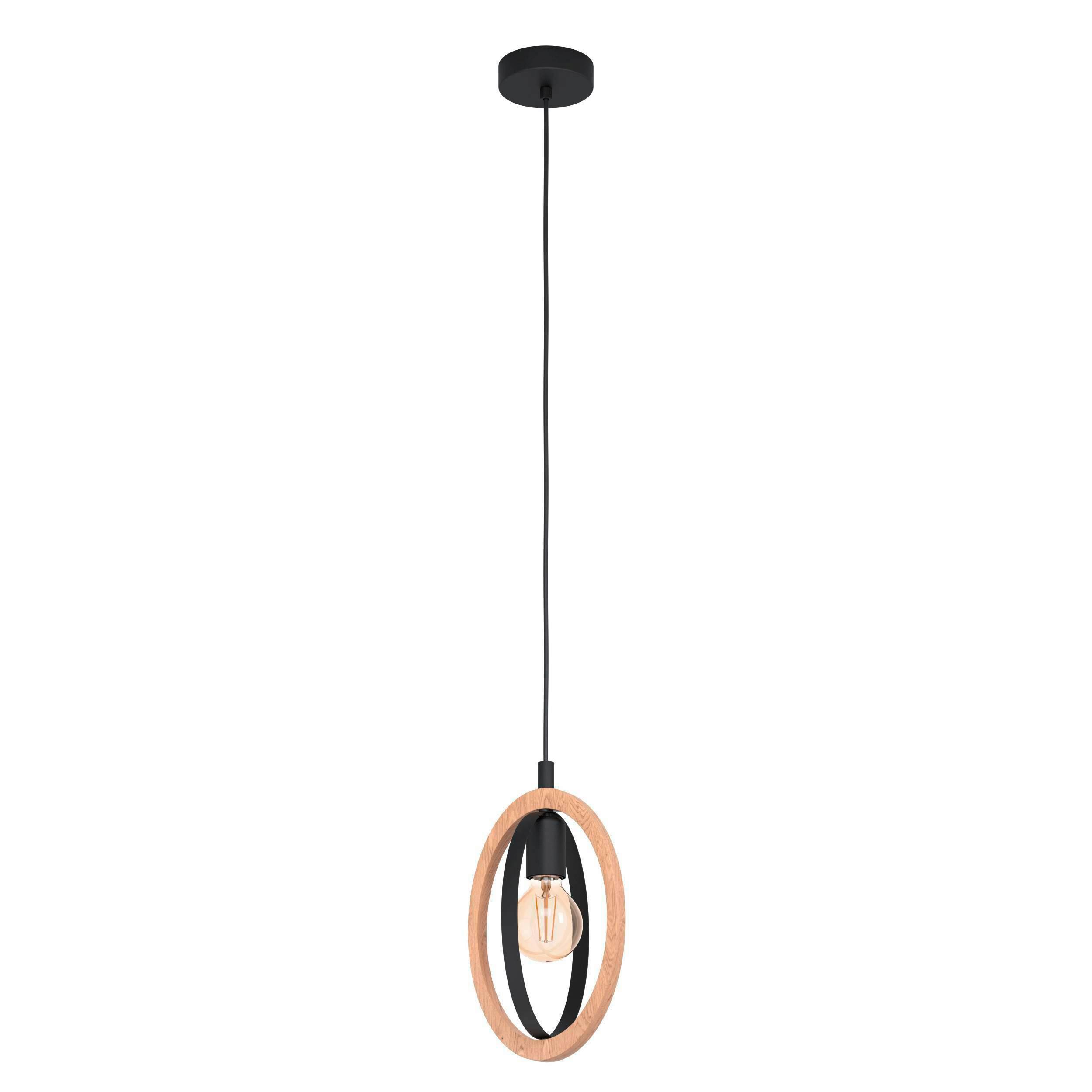 ZÁVESNÉ SVIETIDLO BASILDON - čierna, Basics, kov/drevo (110cm) - Eglo