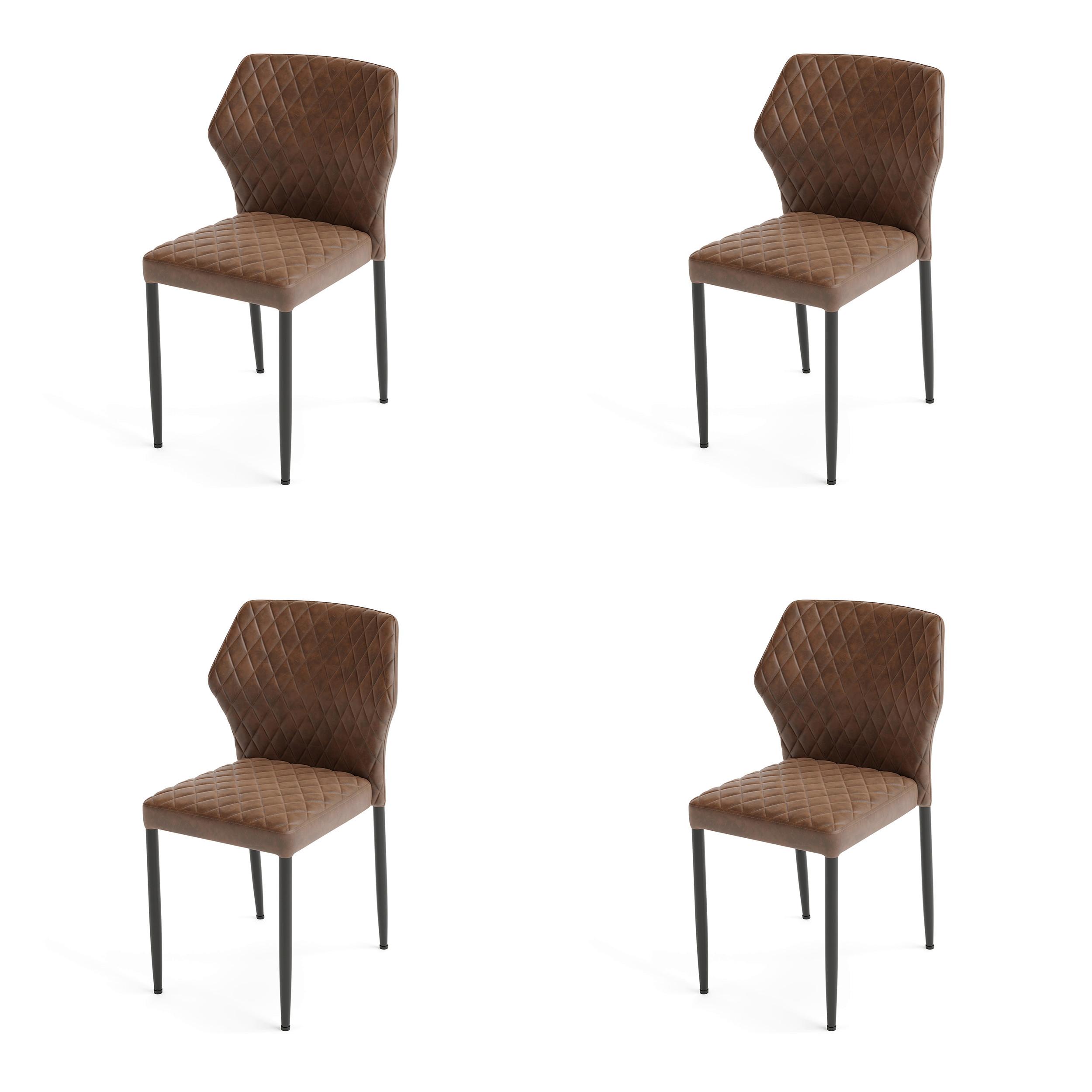 STUHL-SET LOUIS - Cognac, MODERN, Leder/Metall (49/80/56cm) - MID.YOU