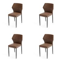 STUHL-SET LOUIS - Cognac, MODERN, Leder/Metall (49/80/56cm) - MID.YOU