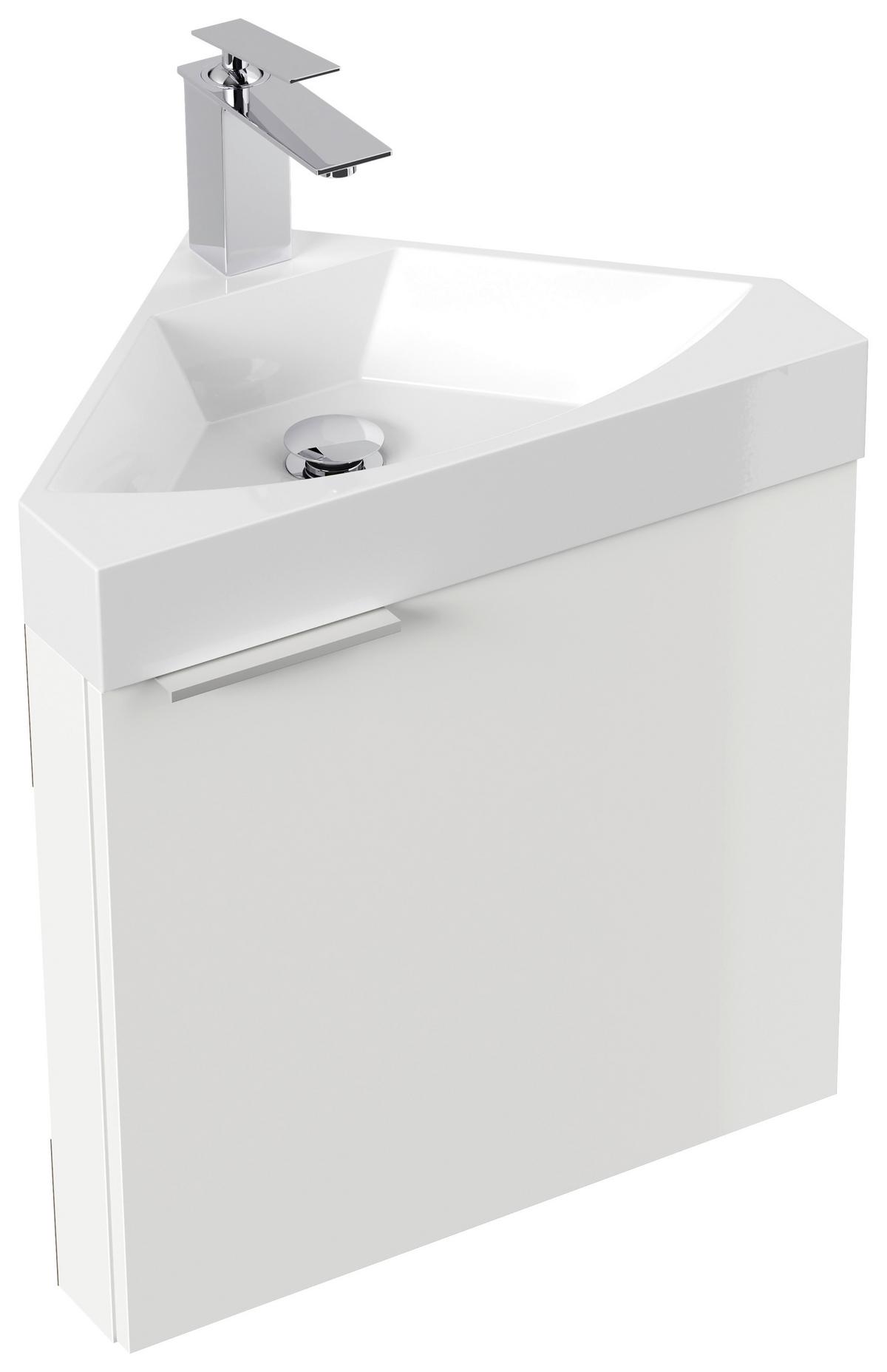 Gästebad Delta Weiß Hg B: 52,3 cm - Weiß Hochglanz, MODERN, Holzwerkstoff/Stein (52,3cm) - MID.YOU