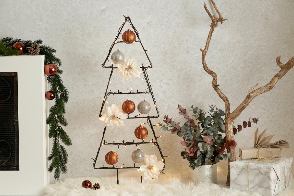 Weihnachtsdeko Blume Textil Clip - Creme, Basics, Textil (17cm)