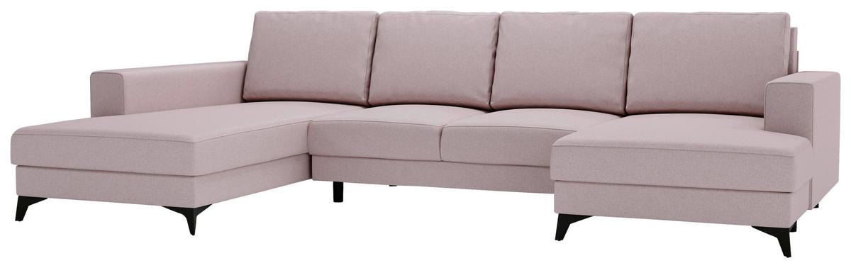 Harvey Rosa U: 190x339x156 Cm - Schwarz/Rosa, Design, Textil (190/339/156cm) - Livetastic