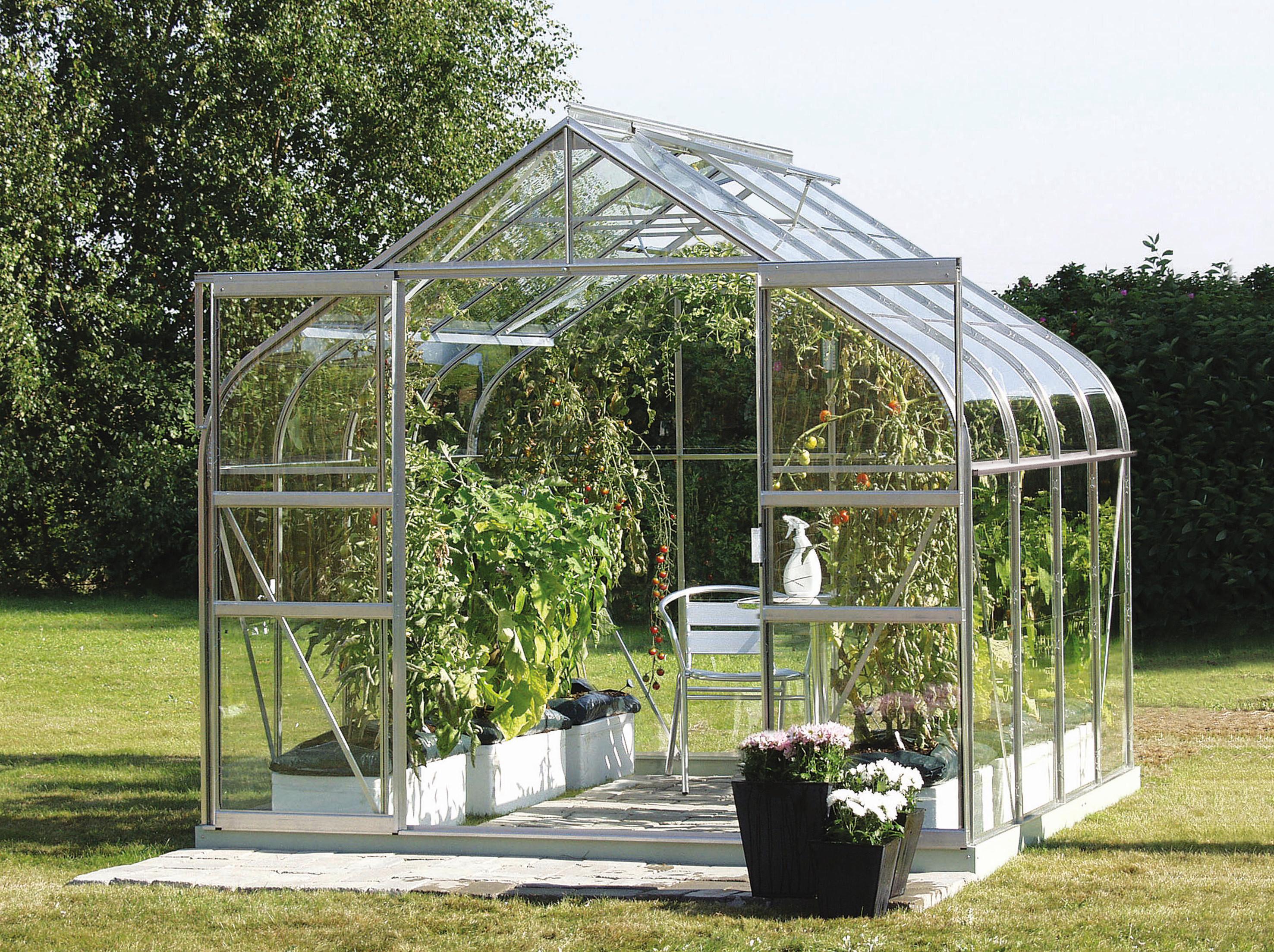 Gewächshausbausatz Diana 6700 6,7 M2 Metall/glas - Alufarben, Basics, Glas/Metall (263,5/254,5/258cm)
