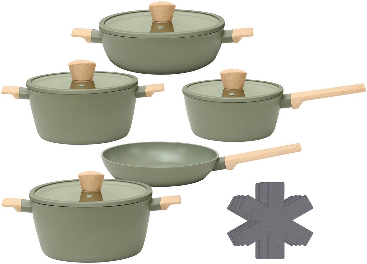 Sada hrnců MICHAEL - zelená/čiré, Moderní, kov/plast - Mömax