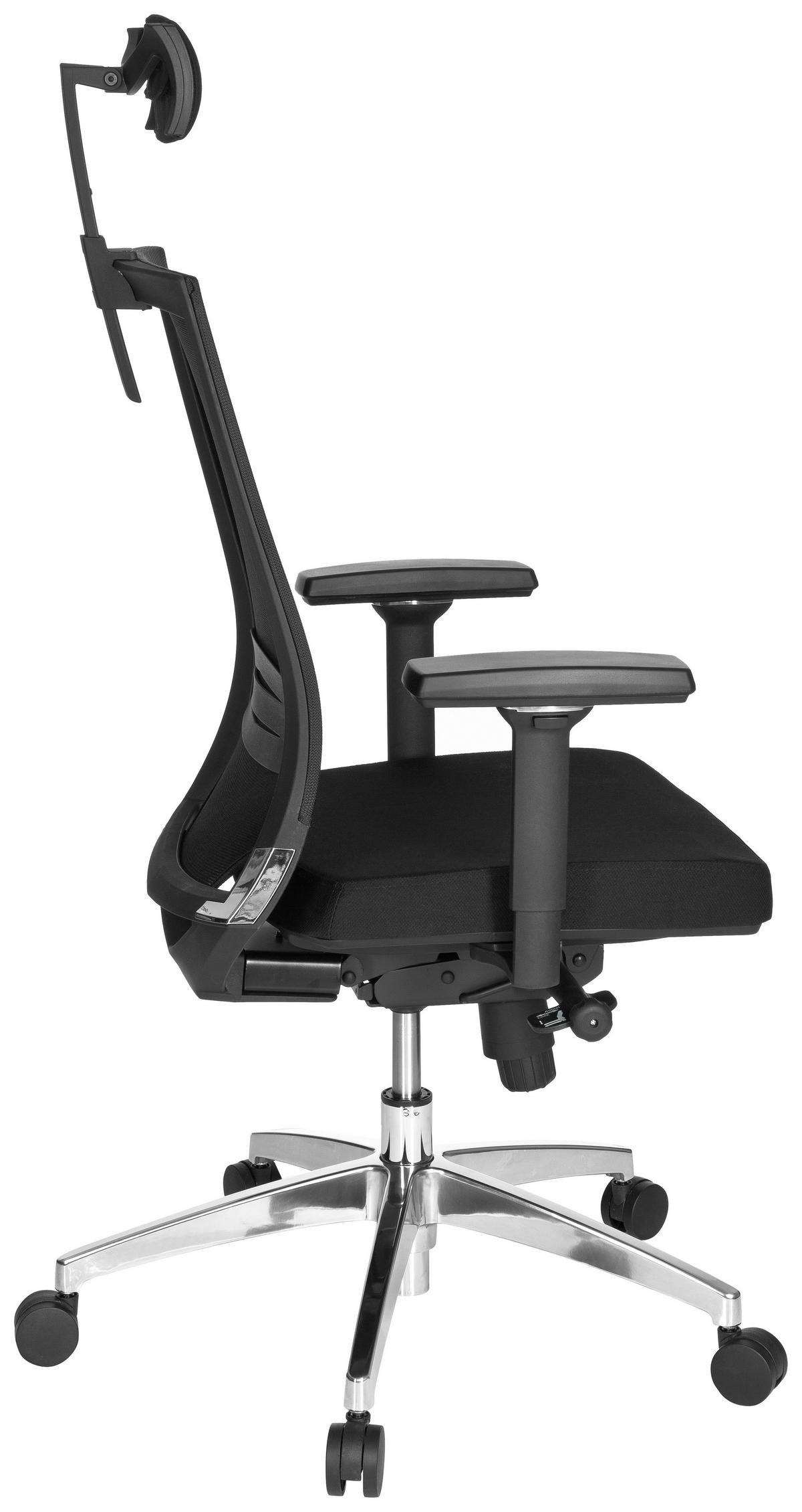 Drehstuhl Porto Max High Schwarz - Alufarben/Schwarz, MODERN, Kunststoff/Textil (63/113/65cm) - MID.YOU