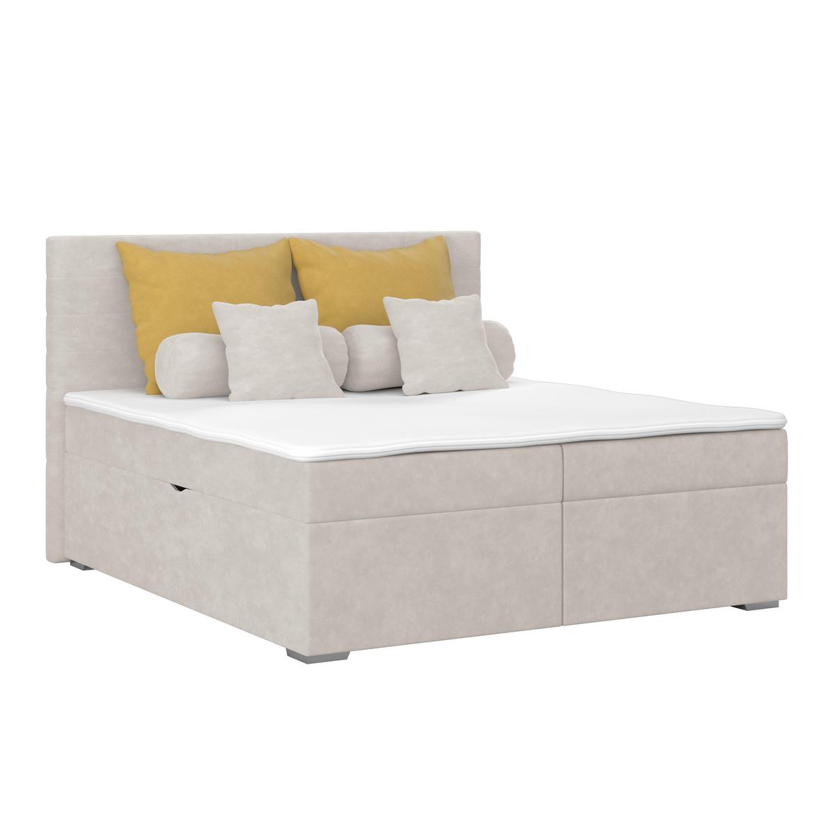 Čalúnená posteľ ADRIA 180x200 cm, sivohnedá - chrómová/taupe, Konventionell, drevo/textil (180/200cm)