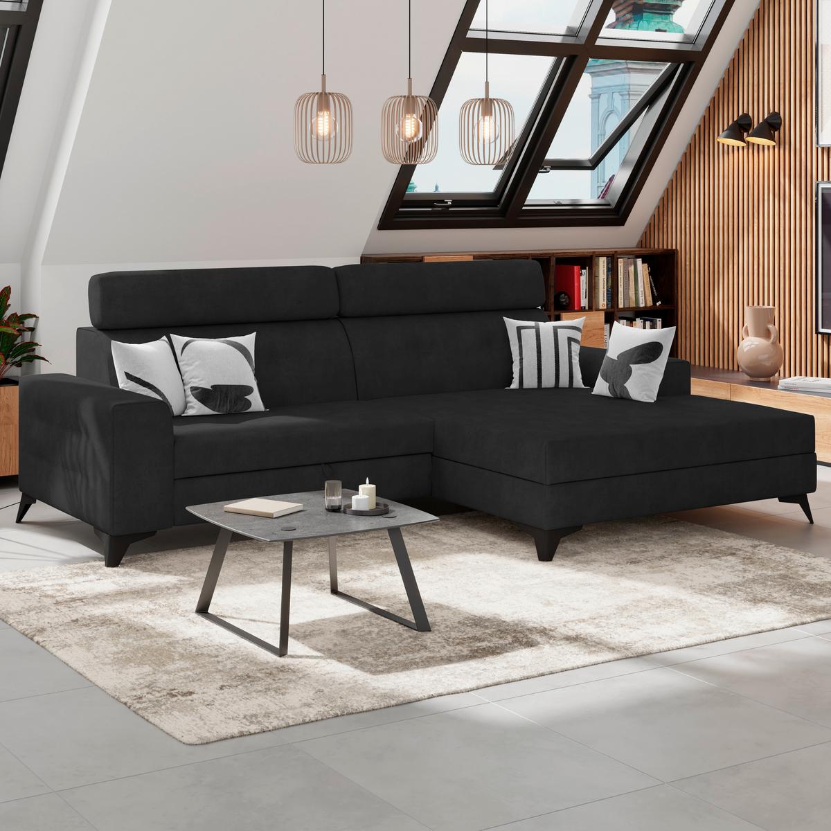 Wohnlandschaft Florida - Anthrazit/Schwarz, MODERN, Holz/Holzwerkstoff (275/175cm)