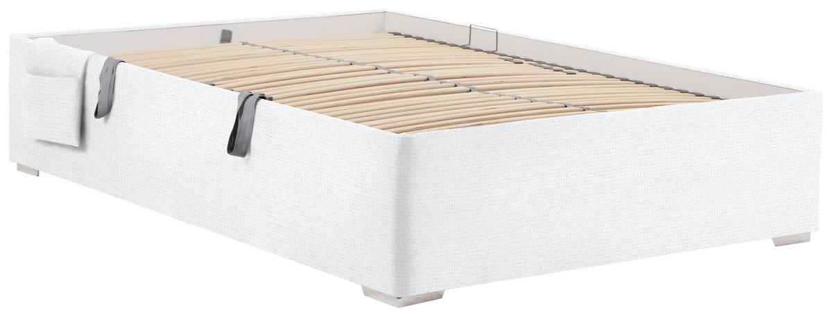Posteľ Remi s bočnicami 140x200, poťah biely - biela/prírodná farba, Konventionell, drevo/textil (140/200cm)