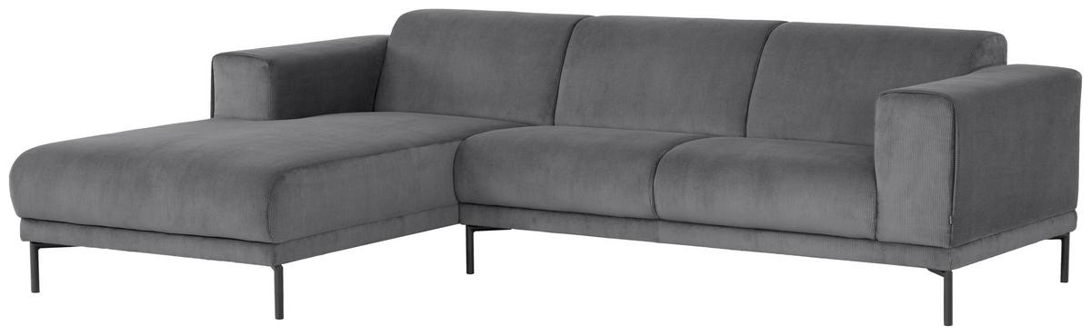 Ecksofa Erno Grau S: 262 cm - Schwarz/Grau, Design, Textil (262/183cm) - MID.YOU