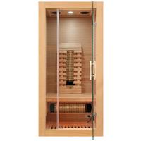 Infrarotkabine ergonomische Rückenlehnen - Naturfarben, Basics, Glas/Holz (90/190/90cm) - Sanotechnik