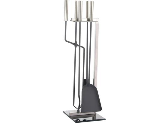 Kaminbesteck Daniel 5-tlg. - Silberfarben/Schwarz, Glas/Metall (59cm) Kaminbesteck Daniel 5-tlg. - Silberfarben/Schwarz, Glas/Metall (59cm)