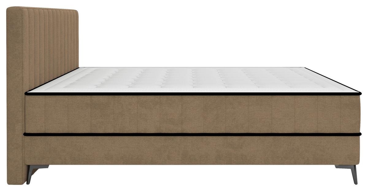 Čalouněná postel SANTI 180x200, hnědá - černá/hnědá, Moderní, kov/dřevo (180/200cm)