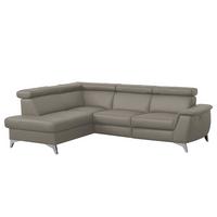 Ecksofa Lince Schlammfarben S: 197x257 cm - Chromfarben/Schlammfarben, Design, Leder/Textil (197/257cm) - Livetastic