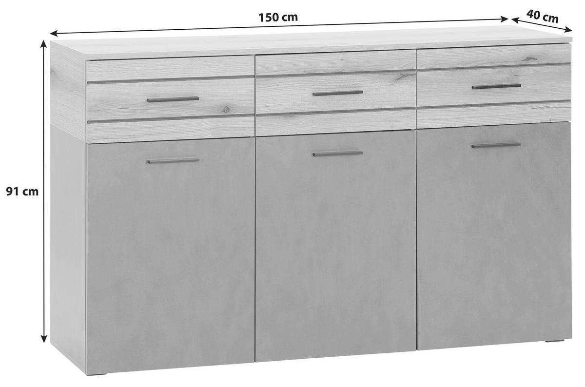 Kommode B: 150 Cm Limit Coast Evoke Eiche Dekor/matera - MODERN, Holzwerkstoff (150/91/40cm) - Ondega