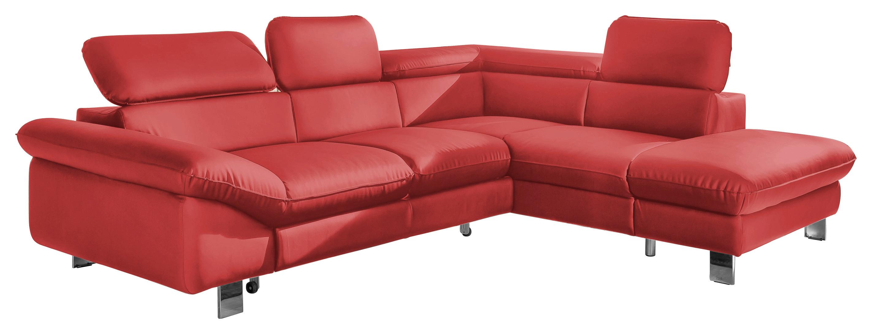 Ecksofa mit Schlaffunktion Driver Rot Lederlook - Chromfarben/Rot, MODERN, Textil (266/214cm) - MID.YOU
