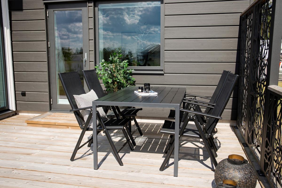 Gartensessel-Set 2-Tlg. Break Metall/Textil - Schwarz, KONVENTIONELL, Kunststoff/Textil (55/108/62cm) - Gardenson