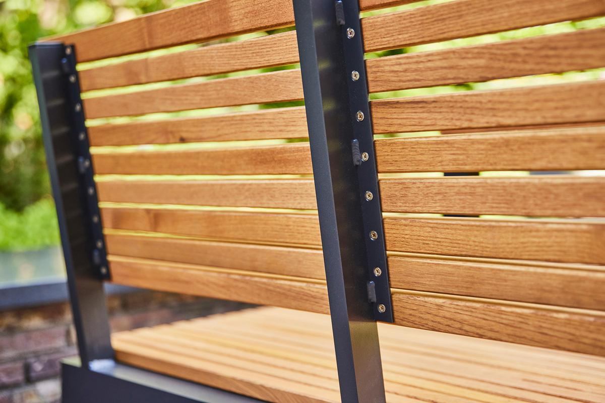 Gartenbank Holz N86393 2-Sitzer - Anthrazit/Robinienfarben, KONVENTIONELL, Holz/Metall (146/84/57,5cm) - Siena Garden