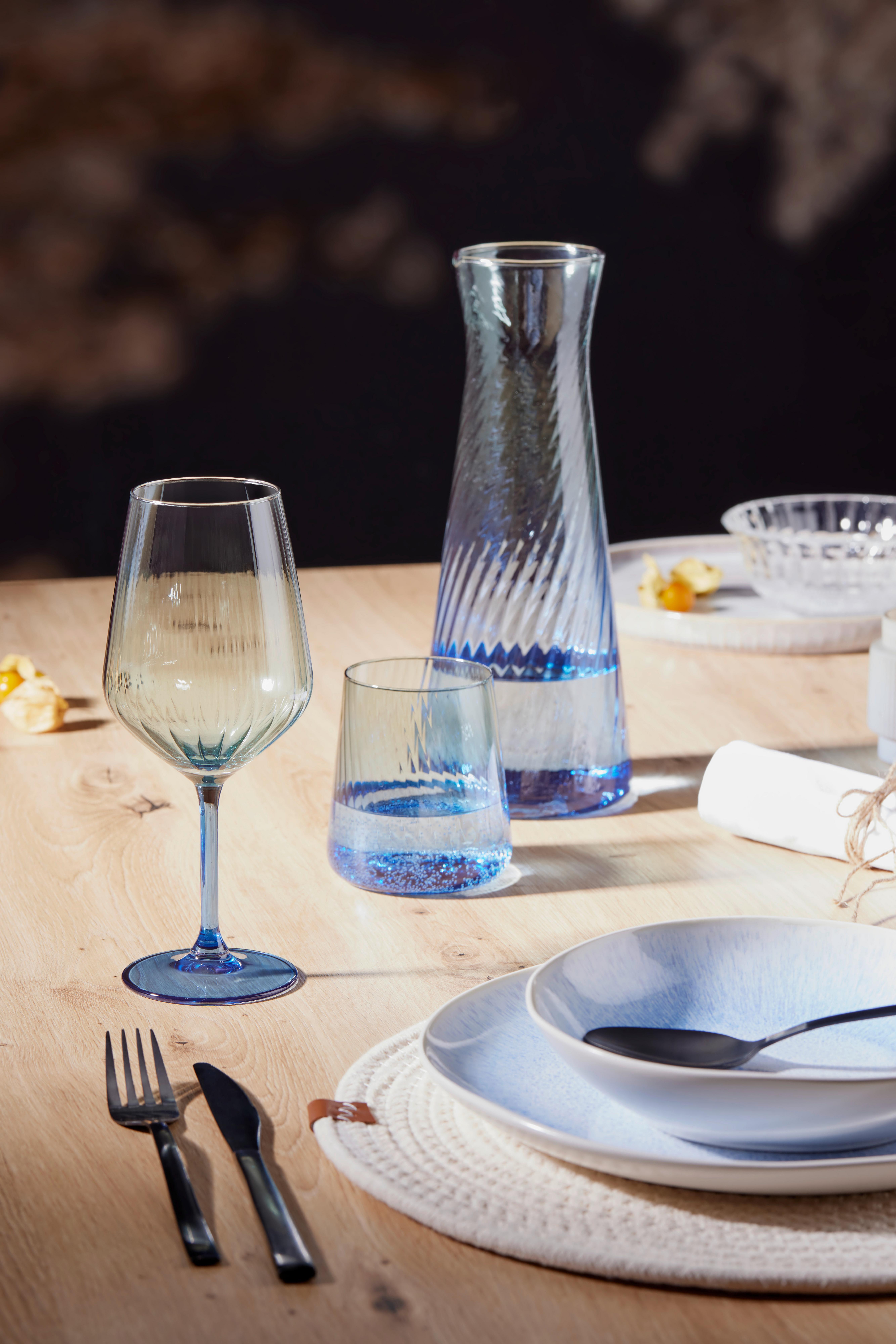 Weinglas Tessa 4er-Set ca. 520 ml, Blau/Mintgrün - Blau/Mintgrün, Basics, Glas (520ml) - Luca Bessoni