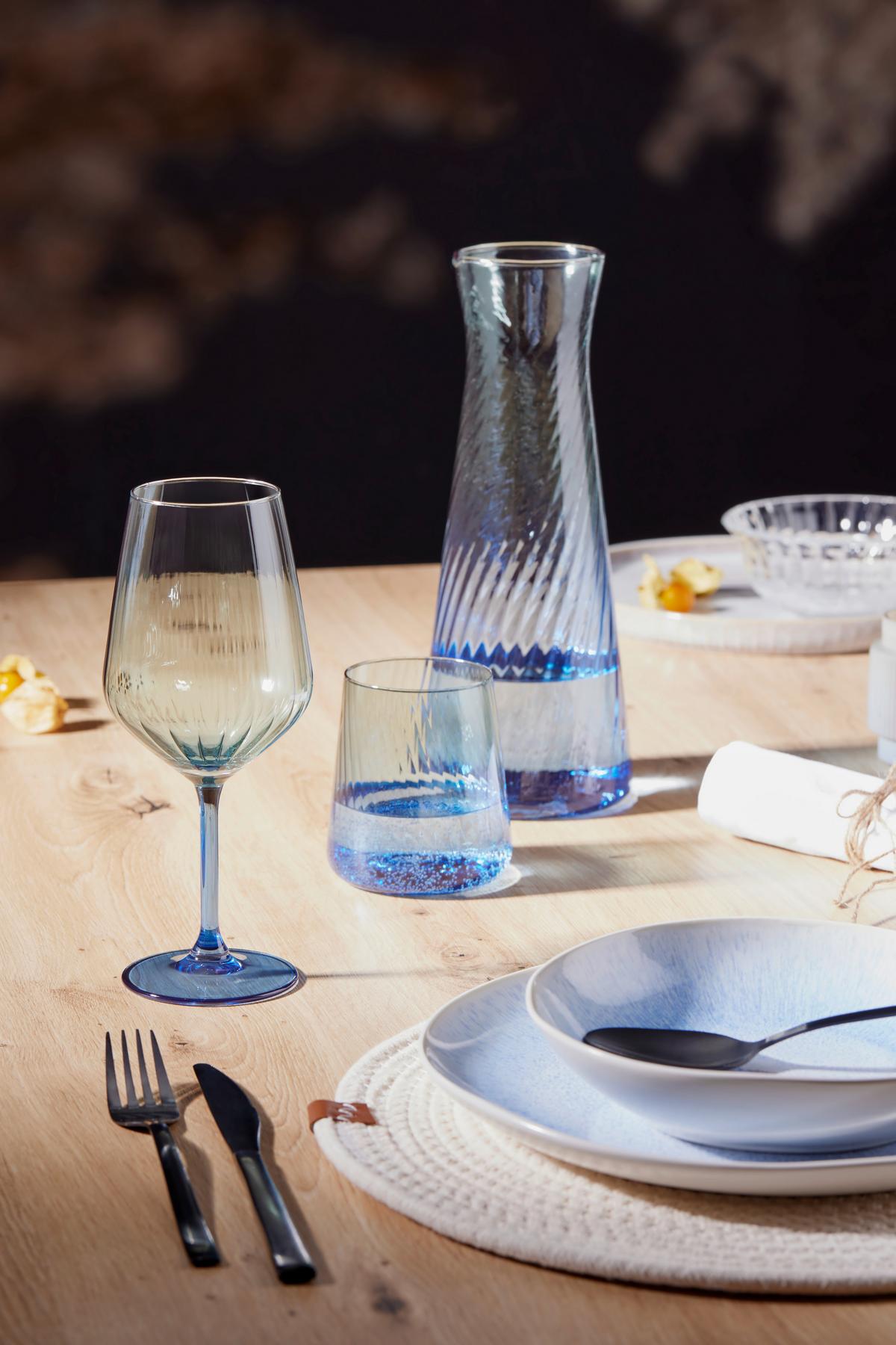 Weinglas Tessa 4er-Set ca. 520 ml, Blau/Mintgrün - Blau/Mintgrün, Basics, Glas (520ml) - Luca Bessoni