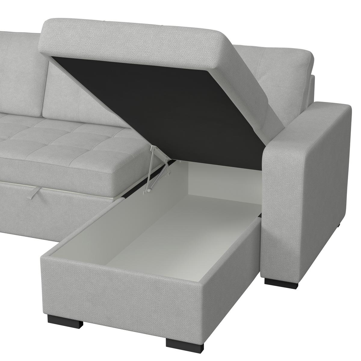 Ecksofa Turin Grau, 239x160cm - Grau, Trend, Holz/Textil (239/160cm)