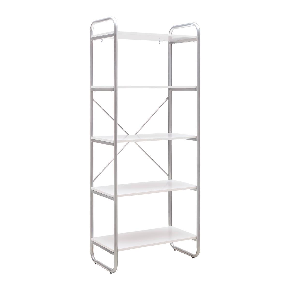 REGÁL ELVA -EXKLUSIV- - bílá/barvy stříbra, Moderní, kov/kompozitní dřevo (70/173/40cm) - Mömax