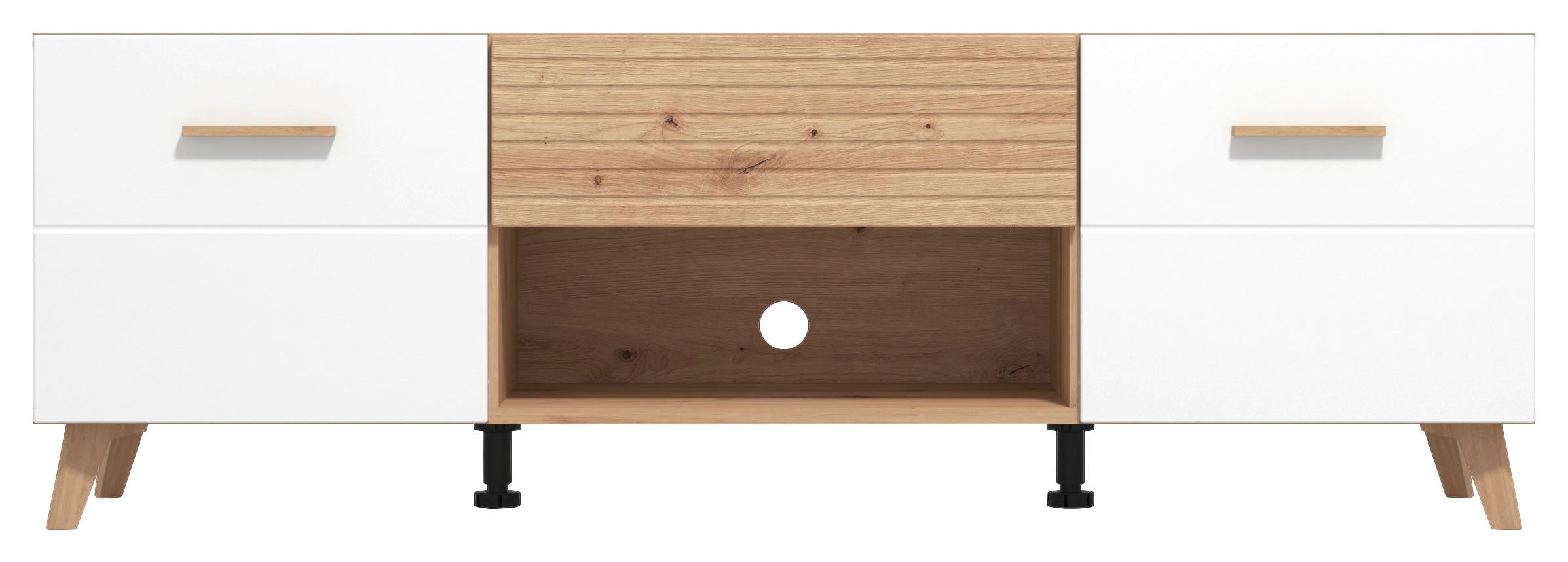 Tv-elem Bretagne - tölgyfa színű/fehér, Modern, faalapú anyag (147/50/41,5cm)