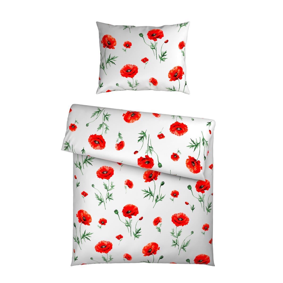 Bettwäsche Poppy - Rot/Weiß, MODERN, Textil - Luca Bessoni