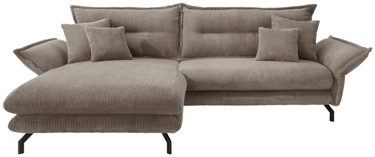 Ecksofa Lava Graubraun S: 180/255 Cm - Graubraun/Schwarz, MODERN, Textil (180/255cm) - Livetastic