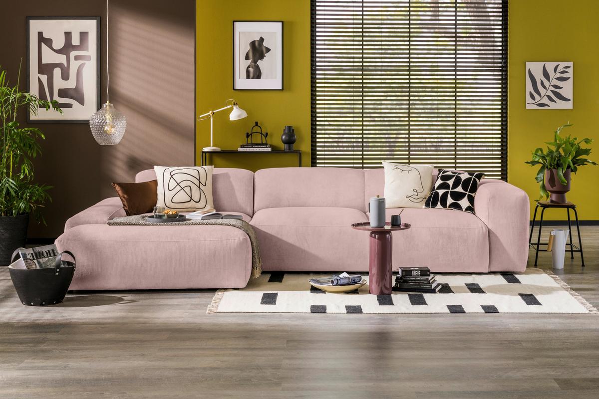 Ecksofa Hannah Rosa 170x343 cm - Schwarz/Rosa, Design, Textil (170/343cm) - MID.YOU