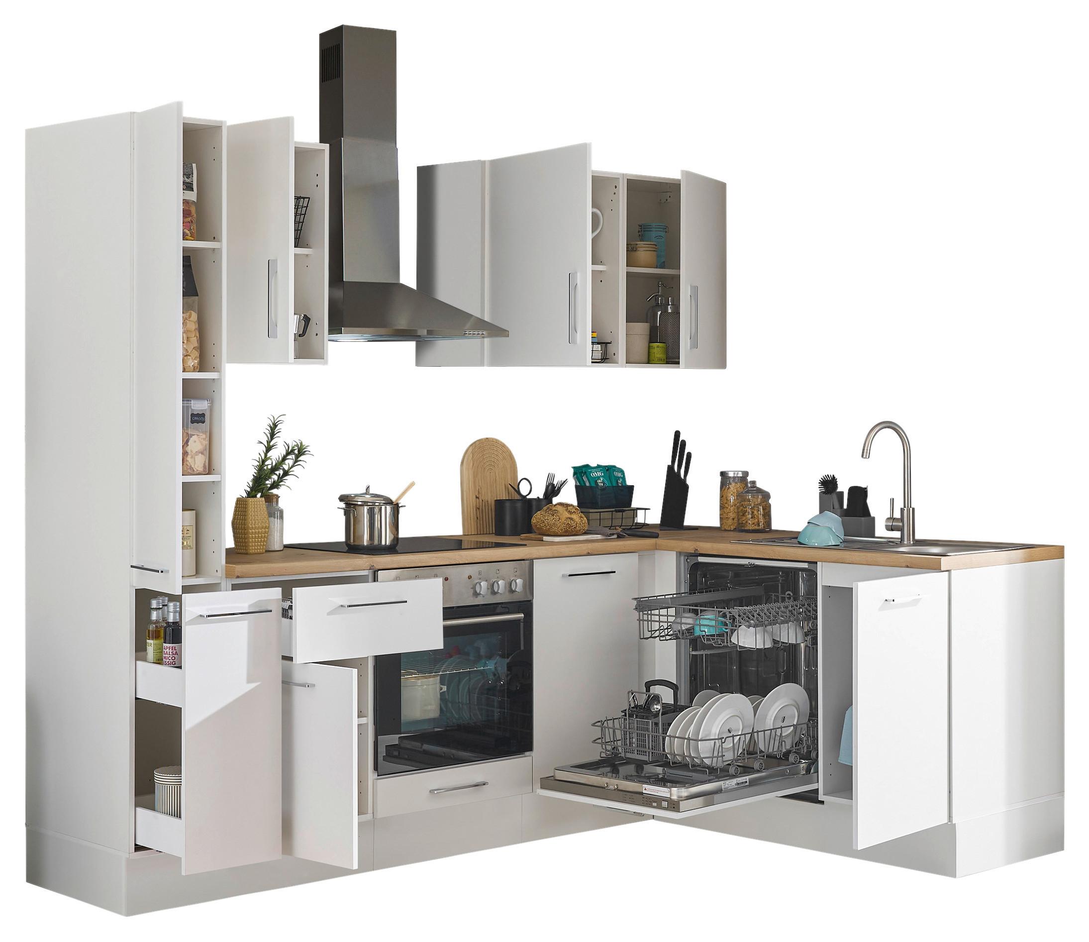 Eckküche Turin Weiß/Eiche Dekor 250x175 cm - Weiß/Eiche Artisan, Basics, Holzwerkstoff (250/175cm) - MID.YOU