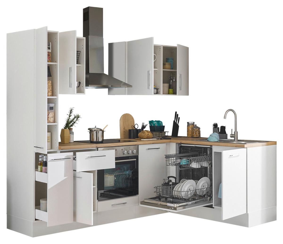 Eckküche Turin Weiß/Eiche Dekor 250x175 cm - Weiß/Eiche Artisan, Basics, Holzwerkstoff (250/175cm) - MID.YOU