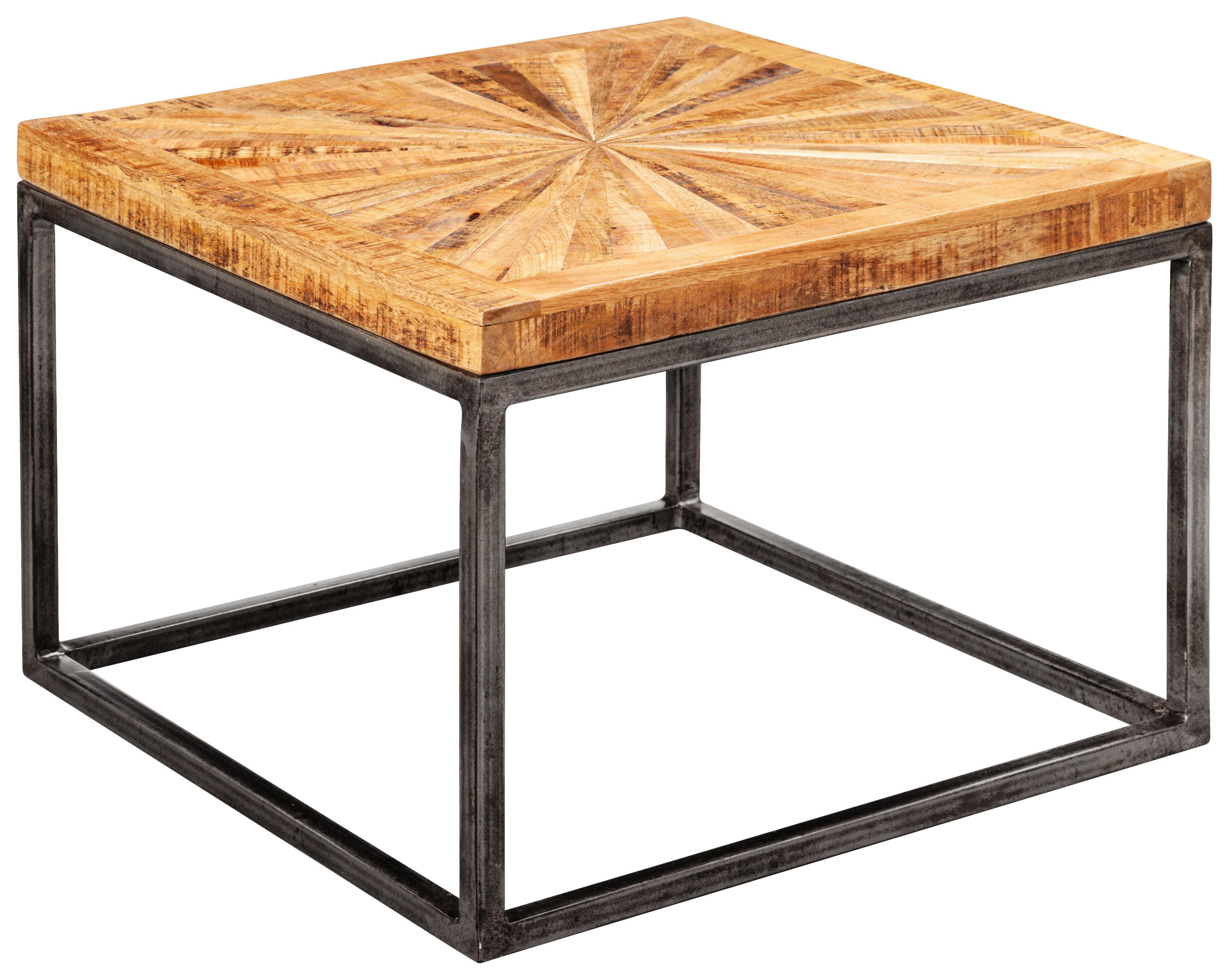 Couchtisch L: ca. 55 cm Mangoholz Massiv - Schwarz/Naturfarben, LIFESTYLE, Holz/Metall (55/55/40cm) - MID.YOU