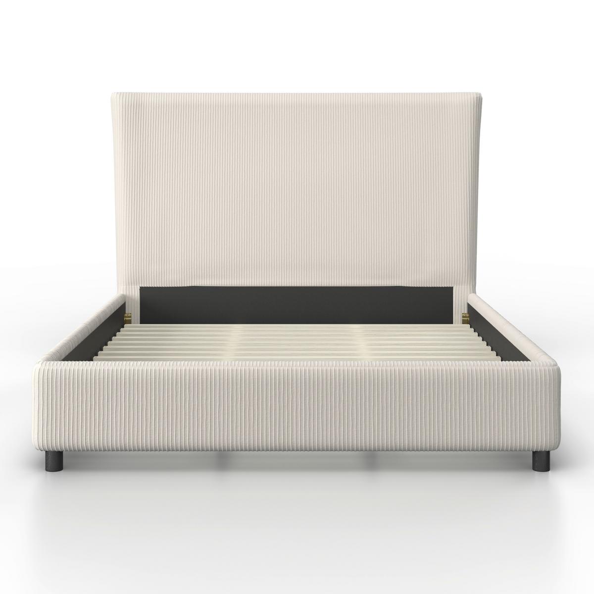 Čalouněná postel MARIE 180x200, béžová - tmavě hnědá/béžová, Moderní, dřevo/textil (180/200cm) - Bessagi Home