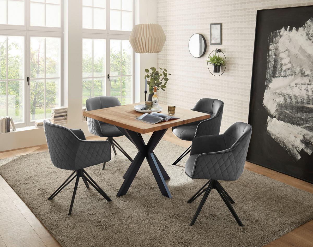 Židle s područkami EMMA, sivá - šedá/černá, Moderní, kov/textil (59/82/62cm) - MID.YOU