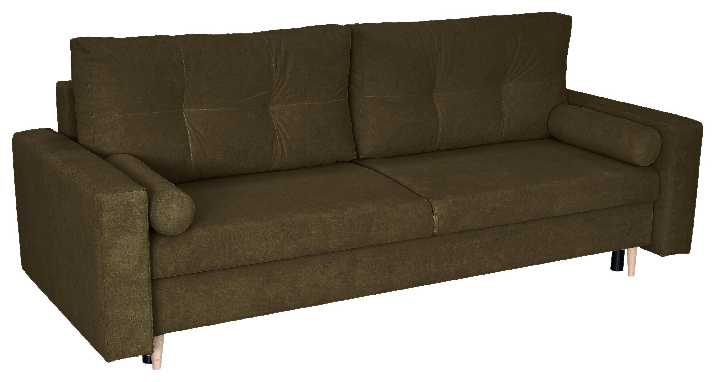 Schlafsofa Mit Bettkasten Torenta Grün B: 220 Cm - Schwarz/Naturfarben, Design, Textil (220/96/98cm) - MID.YOU