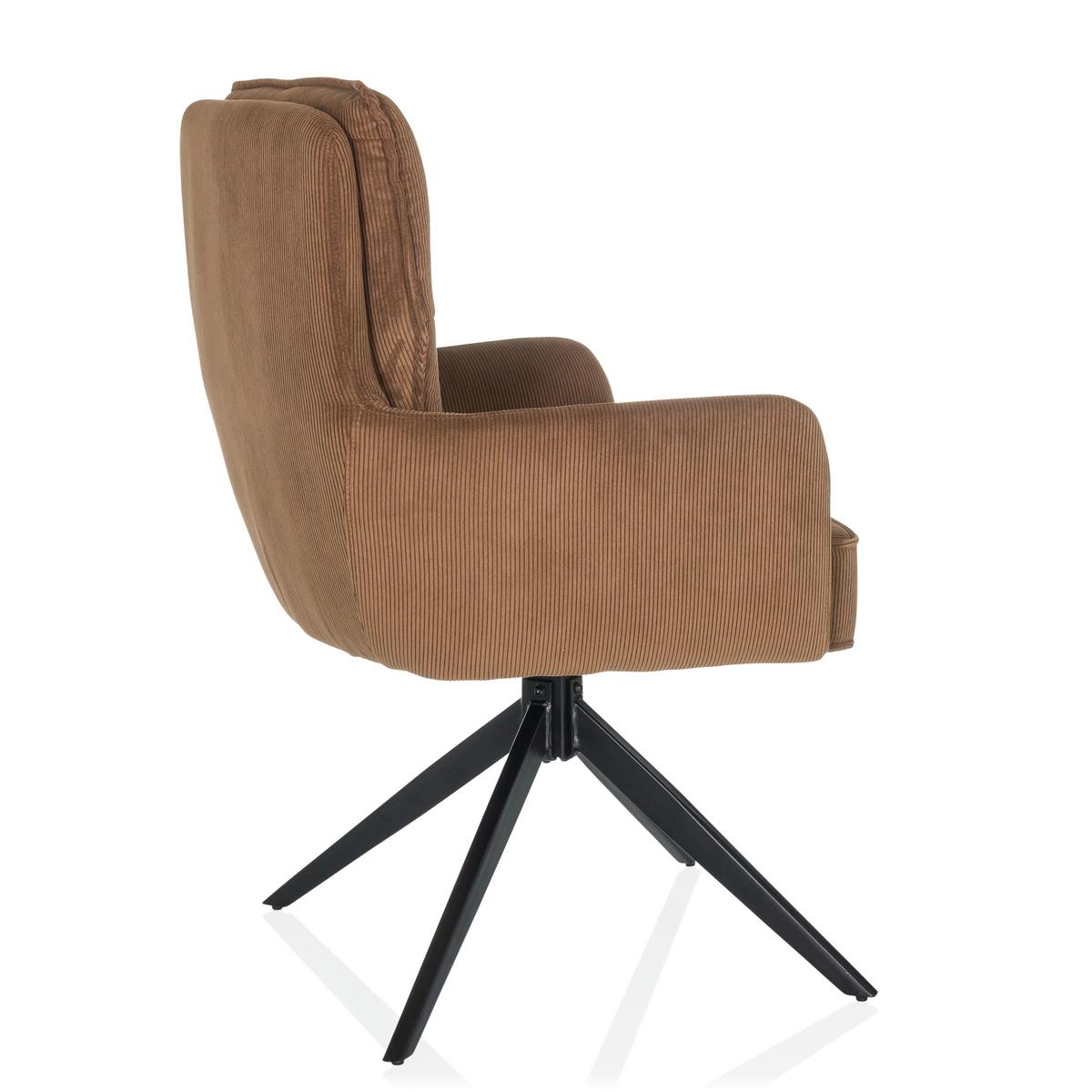 Armlehnstuhl Tarugo Braun B: 58 Cm - Schwarz/Braun, MODERN, Textil/Metall (58/94/60cm) - MID.YOU