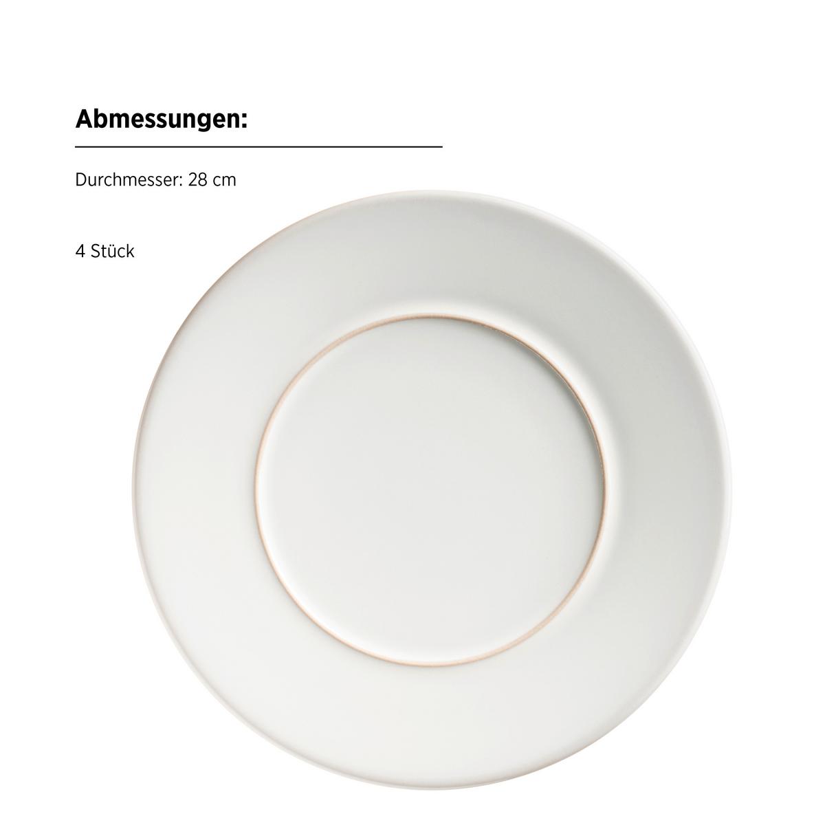 Tellerset Unico Weiß 4-teilig - Weiß, Basics, Keramik - Mäser