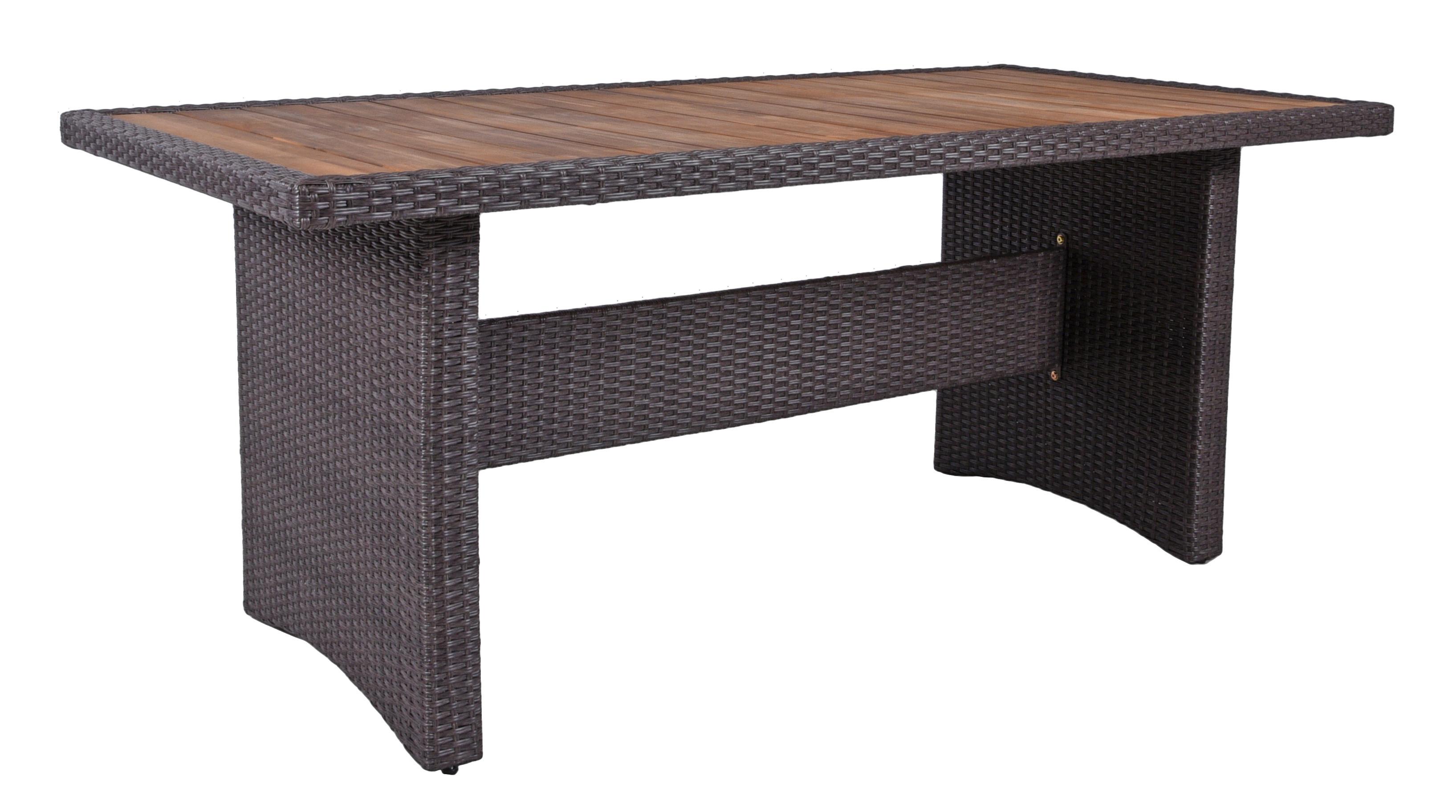 Gartentisch Braga - Schwarz, Basics, Holz/Kunststoff (180/90/75cm) - Gardenson