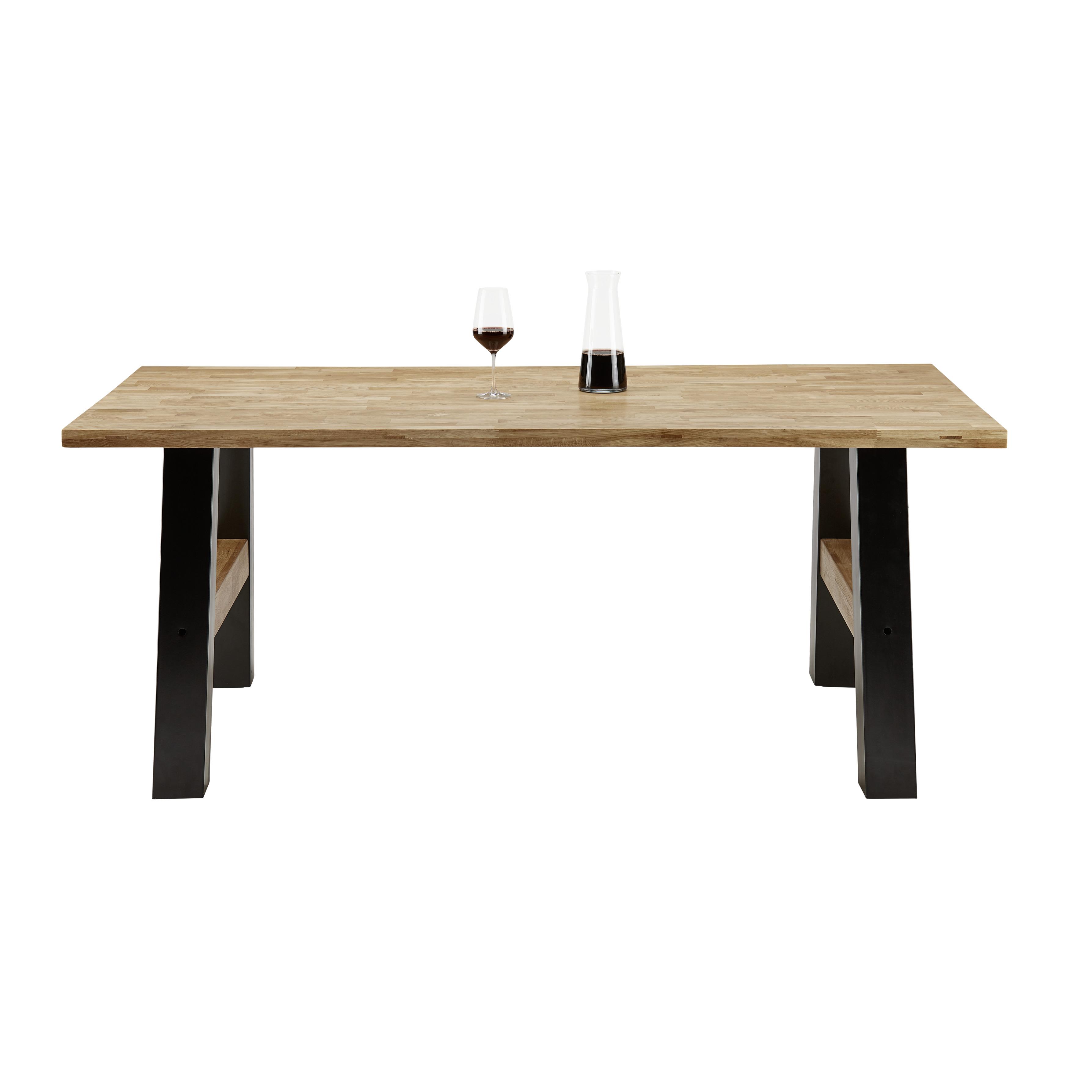 Jídelní Stůl Oliver 180x90 Cm - černá/barvy dubu, Moderní, kov/dřevo (180/90/76cm) - Modern Living