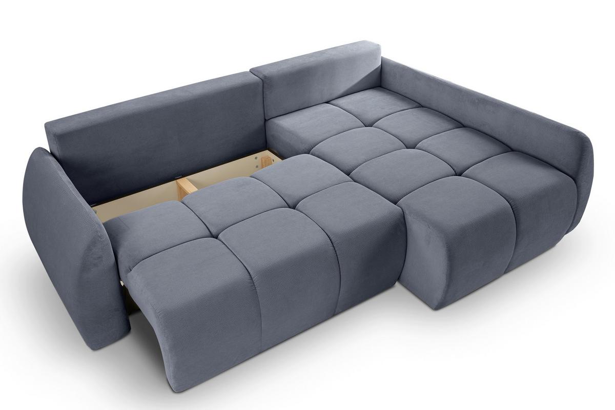 Ecksofa Sancho Long Blaugrau S: 255x155cm - Blaugrau/Schwarz, Basics, Holz/Textil (255/155cm) - MID.YOU