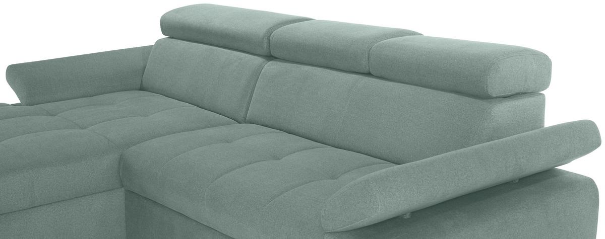 Ecksofa Mit Bettkasten Perry Grün 292x183 Cm - Silberfarben/Grün, Design, Textil (183/292cm) - Livetastic