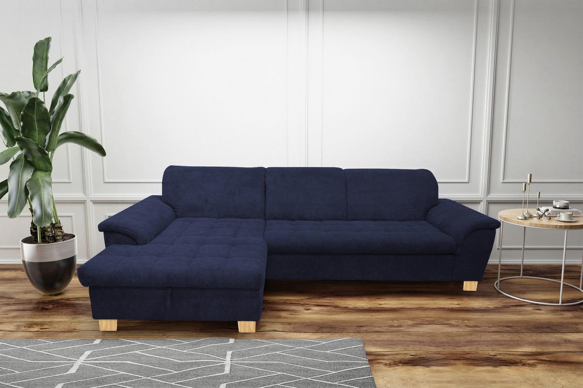 Ecksofa Franzi Blau Mikrofaser - Eichefarben/Dunkelblau, KONVENTIONELL, Textil (162/279cm) - MID.YOU