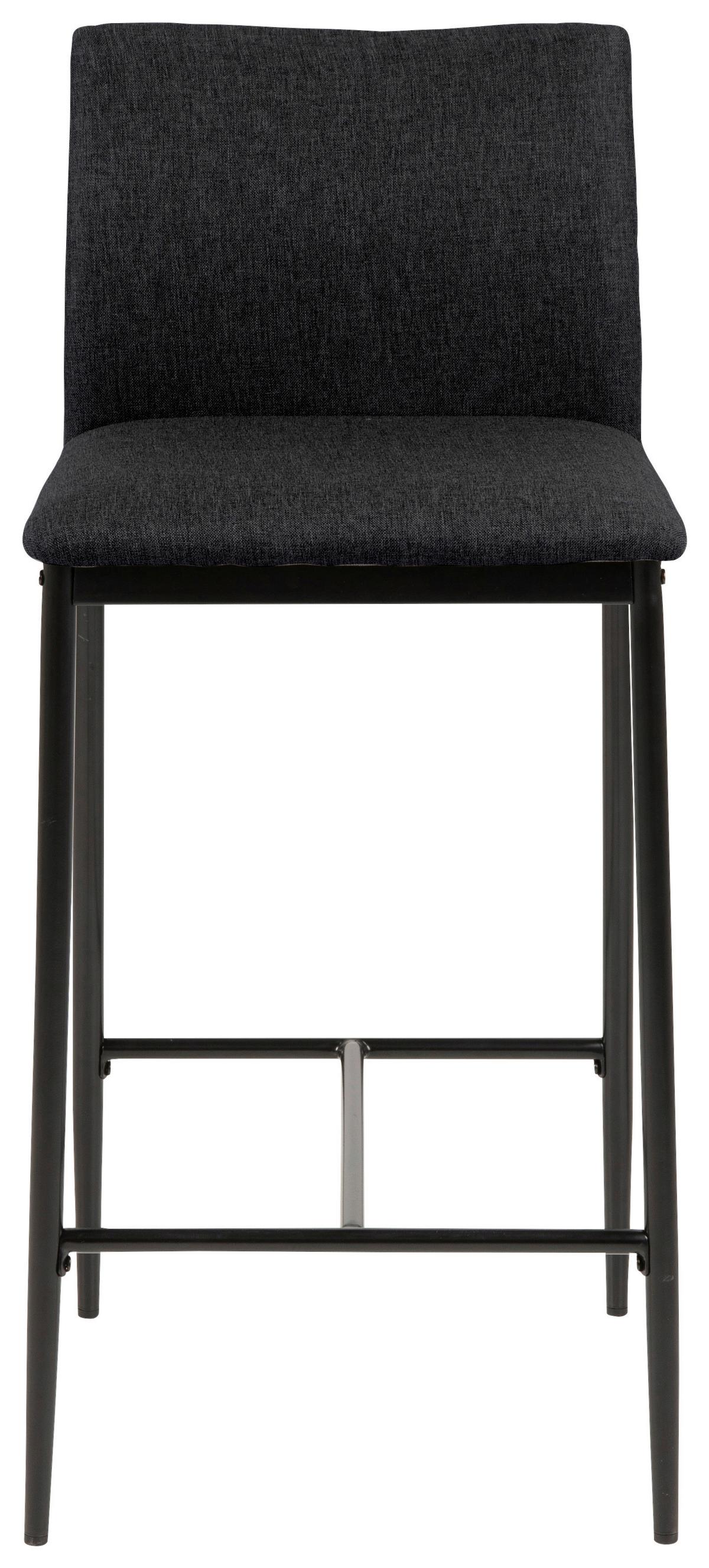 Barhocker mit Lehne Gepolstert Demina Schwarz - Schwarz/Grau, KONVENTIONELL, Textil/Metall (41/90,5/48,5cm) - MID.YOU